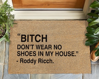 Paillasson Don't Wear No Shoes in My House, paroles de chanson Roddy Ricch, tapis de bienvenue rap drôle, paillasson hip-hop, tapis d'entrée impertinent, paillasson drôle