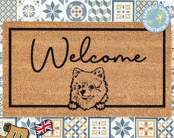 Pomeranian Dog Door Mat, Fluffy Dog Breed Doormat, New Puppy Gift, Personalized Animal Doormat, New Home Gift, Custom Pet Breed Doormat
