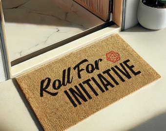 DnD Gift for Dungeon Masters, Roll for Initiative Mat, Custom DnD Doormat, D20 Dice Design, Perfect Nerdy Gift for Gamers, DnD Nerd Gift