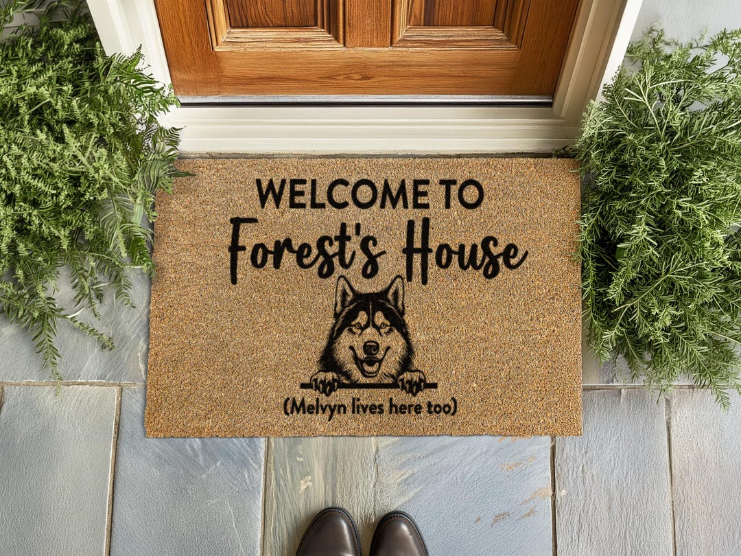 Forest’s House Doormat | Custom Husky Dog Welcome Rug | Personalized ...