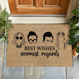 Best Wishes Warmest Regards, Schitt's Creek, Schitts Creek Doormat, David And Alexis Rose, TV Fandom Door Mat, Funny Housewarming Welcome image 1