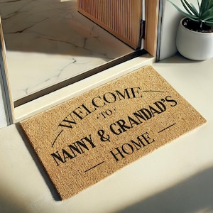 Custom Grandparent Doormat, Welcome To Nanny & Grandad&#39;s Home, Custom Nana And Papa, Mothers Day, Fathers Day, Personalized Welcome Rug