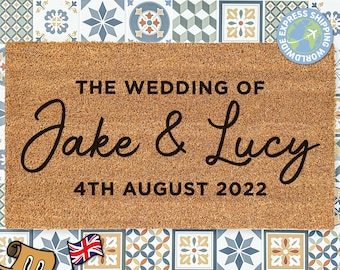 Personalized Custom Wedding Doormat, Custom Wedding Decor, Gifts For Couples, Customisable Wedding Door Mat, Wedding Entry Rug