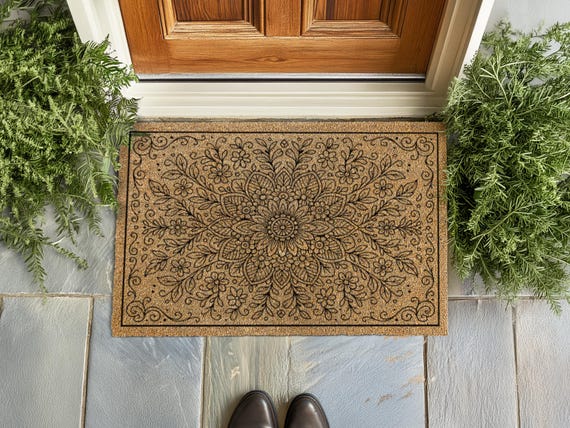 Wildflower Burst Door Rug I Minimalist Entrance Décor I Durable Mat