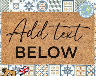 Add Your Own Text Personalized Doormat, Add Text Below, Customized Doormat, Housewarming Gift, Realtor Gift, Closing Gift