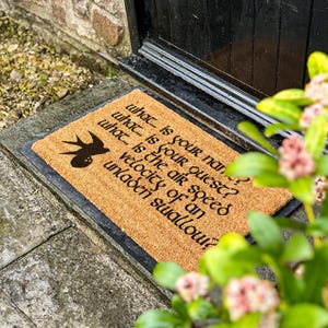Holy Grail Doormat, Monty Python Fan Gift, None Shall Pass Entry Mat, Unladen Swallow Monty Python Doormat, Funny Quote Doormat, Geeky Gift