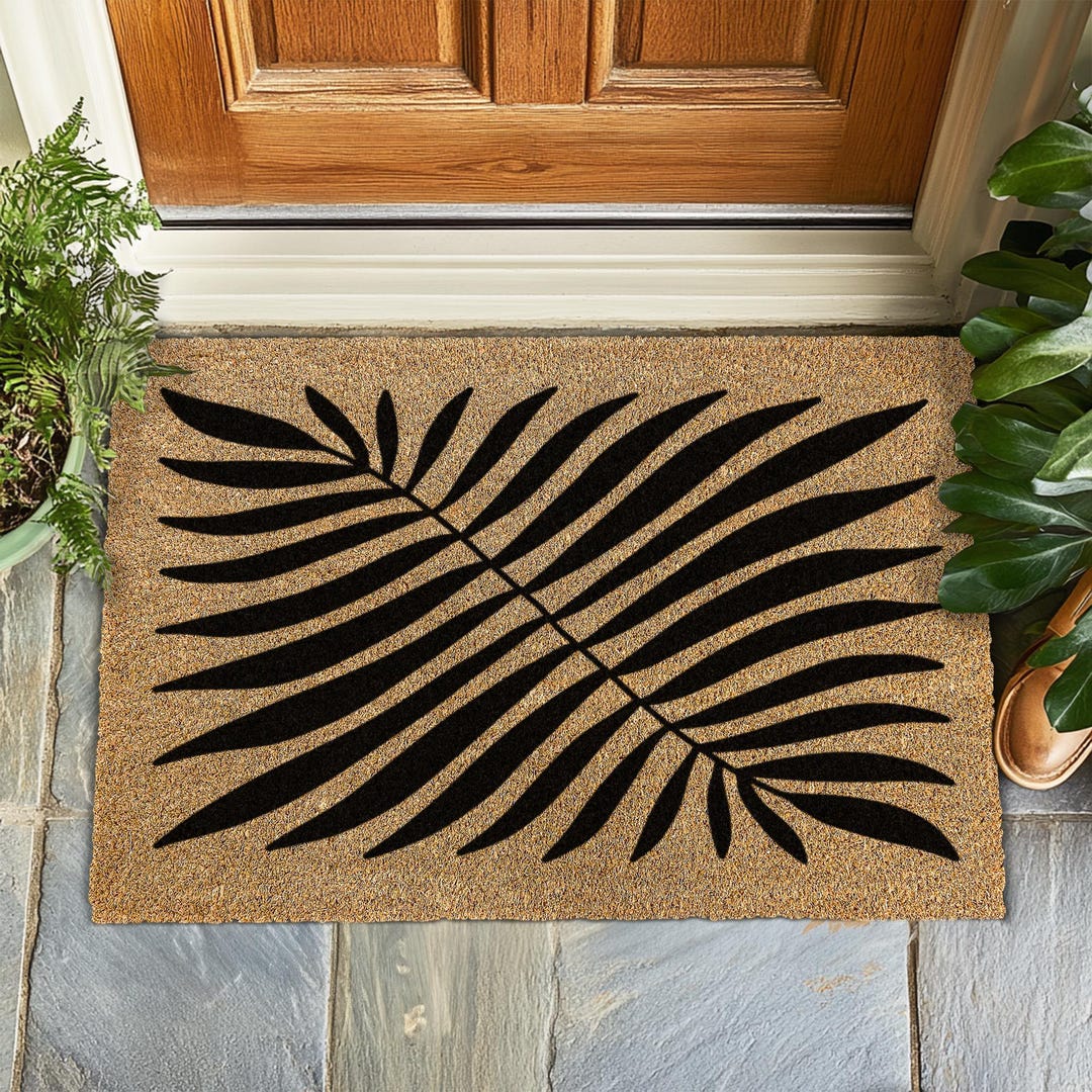Neon Palm Leaf Hawaiian Print Door Mat