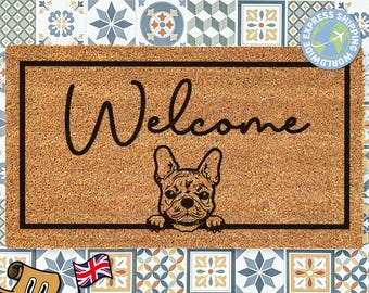 Zerbino per cani Bulldog francese, zerbino per veranda, regalo personalizzato per amanti dei cani, zerbino di benvenuto per bulldog francese, regalo personalizzato per bulldog francese