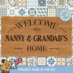 Custom Grandparent Doormat, Welcome To Nanny & Grandad&#39;s Home, Custom Nana And Papa, Mothers Day, Fathers Day, Personalized Welcome Rug