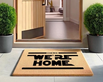 Star Wars Gift Chewie We're Home Nerdy Home Doormat, Han Solo Doormat, Chewbacca Doormat, Star Wars Merch Gift, May The 4th Be With You