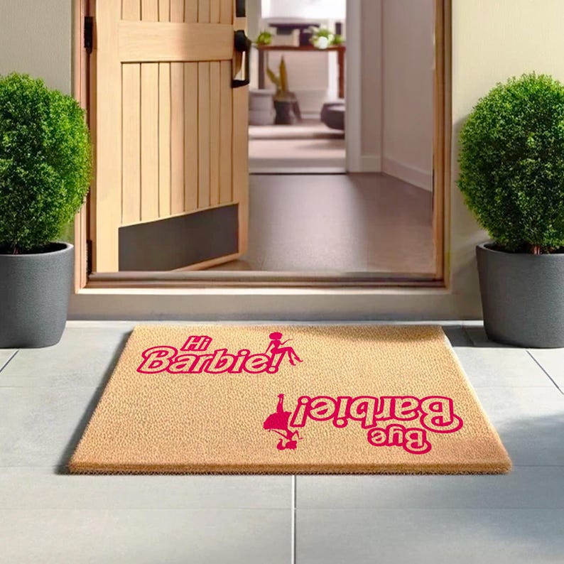 a door mat with the words be happy on it
