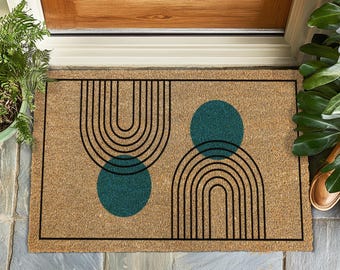 Tapete decorativo de boas-vindas, tapete elegante para entrada, capacho de arte contemporânea, presente de boas-vindas, tapete para porta externa, decoração moderna para casa, presente para ela