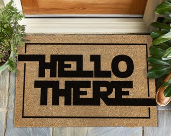 HELLO THERE, Funny Star Wars Welcome Mat, Obi-Wan Kenobi Inspired Rug, Geeky Door Mat, Sci-Fi Home Gift, Kenobi And Grevious, Doormat Funny