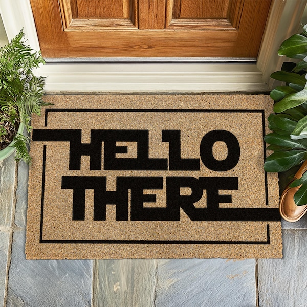 HELLO THERE, Funny Star Wars Welcome Mat, Obi-Wan Kenobi Inspired Rug, Geeky Door Mat, Sci-Fi Home Gift, Kenobi And Grevious, Doormat Funny