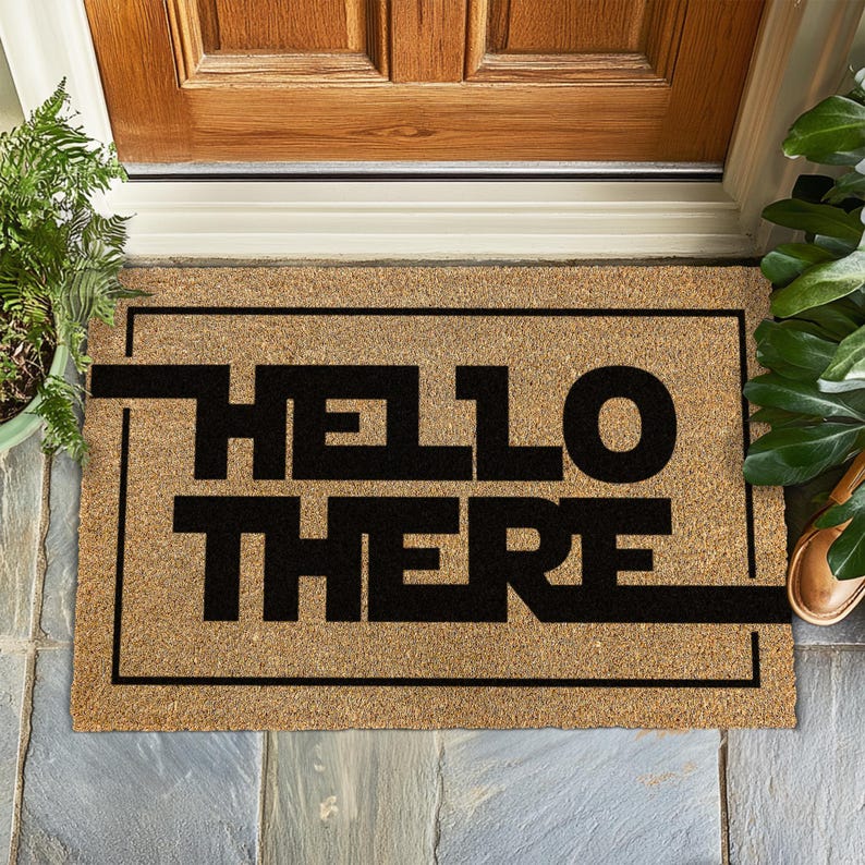 HELLO THERE, Funny Star Wars Welcome Mat, Obi-Wan Kenobi Inspired Rug, Geeky Door Mat, Sci-Fi Home Gift, Kenobi And Grevious, Doormat Funny