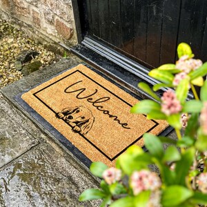 Long Haired Sausage Dog Doormat, Personalized Wiener Dog Doormat, Customised Welcome Pet Gift, Cute Sausage Dog, Personalised Dog Mat image 2