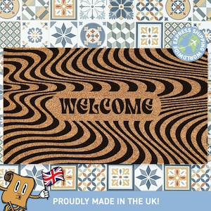 Custom Trippy Welcome Doormat, Housewarming Gift, Porch Decor, Closing & Wedding Gift, New Home Gift, Coir Door Mat, Fast Shipping