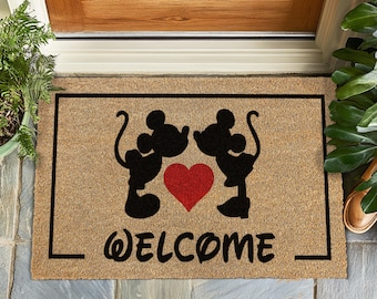 Magic Mouse Welcome Doormat, Classic Front Door Mat, Warm Entryway Rug, Housewarming Gift, Outdoor Mat, Minimalist Home Decor, Gift for Her
