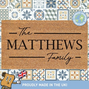 Personalized Family Name Custom Doormat, Personalized Gift, Personalized Doormat, Monogram Doormat, Custom Door Mat, Housewarming,