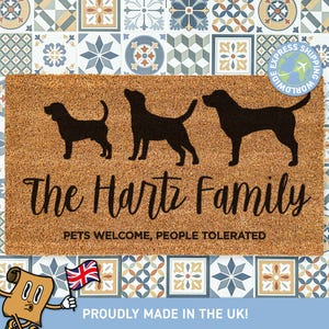 Customizable Pet Breed Doormat, Pet Dog And Cat Breeds, Pet Lovers Doormat, Personalised Gift, Customised Doormat, Gift For Him