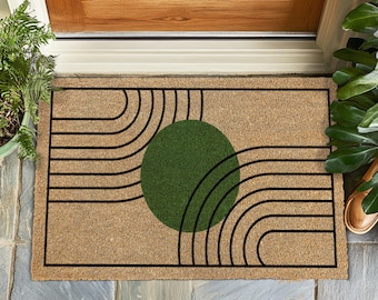 Mitte des Jahrhunderts moderne stilvolle Willkommen Matte, eleganter Eingangsbereich, minimalistisches Haustür-Dekor, Einweihungsgeschenk, Türmatte für den Außenbereich, benutzerdefinierter Teppich