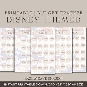 Printable Disney Themed Savings Challenge | 10,000 Budget Tracker | Vacation Savings Binder | Instant Download