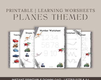 Planes Movie–Inspired Preschool Worksheets | Tracing, Cutting & Numbers (5 Pages) | Printable Learning (Digital Download)