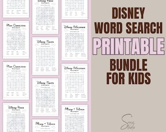 Disney Word Search Bundle for Kids | Printable Kids Activities | Travel Activity Sheets | Classroom Worksheets | Digital Download