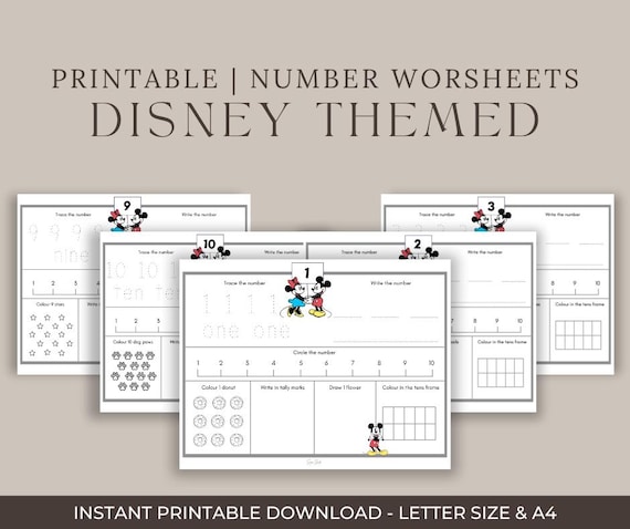 Disney Number Worksheets | Printable | Number Tracing & Counting | Preschool/Kindergarten