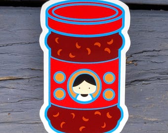 Sticker - Chili Crisp Oil Spicy Hot Sauce - 2.5" 63mm Waterproof Vinyl Food