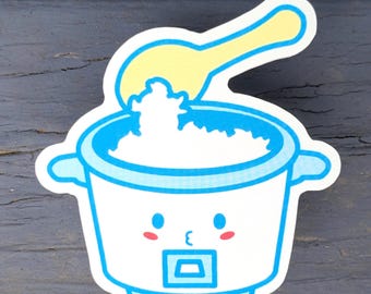 Sticker - Open Rice Cooker - 2.5" 63mm Waterproof Vinyl Food