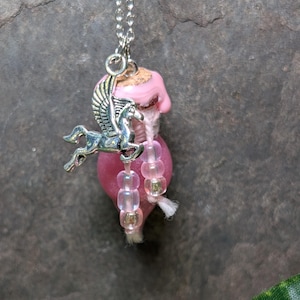 Pegasus Tears Potion Necklace. Bottle and charm on necklace chain
