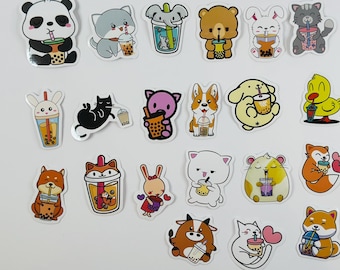 50 STUKS Leuke Cartoon Huisdier Parel Melk Thee Stickers Pack voor Meisje Boba Bubble Teas Decal Sticker om DIY Briefpapier Bagage laptop!