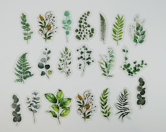 Vintage botanische stickers: 40 bladeren en stelen, doe-het-zelfpakket plakboek