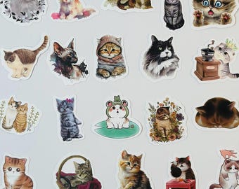 50 Stück lustige Katzen Aufkleber: Kawaii Scrapbooking, klassische Schreibwaren