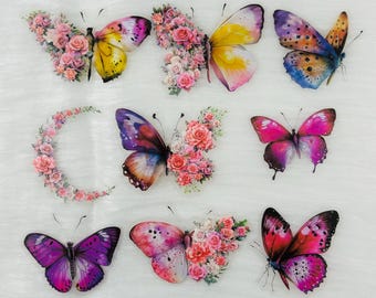 Schmetterling Sticker: Mond & Blumen (30 Stück)