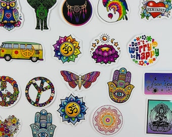 50pcs Hippie Waterproof Vinyl Stickers: Laptop, Water Bottle, Skateboard