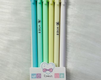 Pastel Gel Pens: 0.5mm Black Ink, Journaling Pens - 6pcs