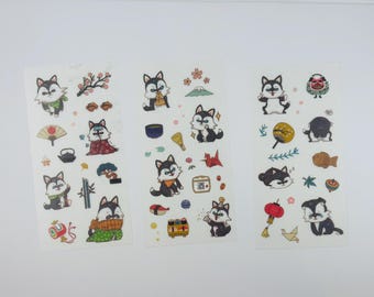 Cartoon Dog Stickers: Shiba Inu & Husky Assortment