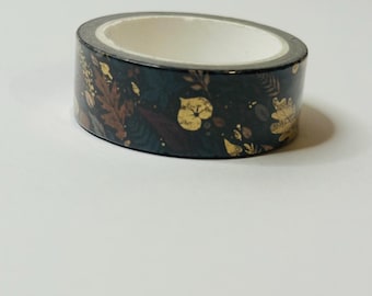 Golden Foil Floral Washi Tape: 15mm Scrapbooking Sticker