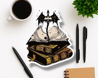 Four Wing Dragon Knight Vinyl Sticker: Fantasy Decal for Book Lovers