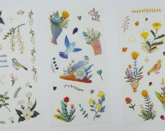 Stickervellen washi met bloemen: tijdschrift Ephemera (6 vellen)