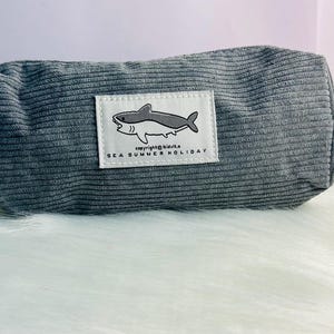 Grey Shark Pen Case: Large Capacity Stationery Organizer