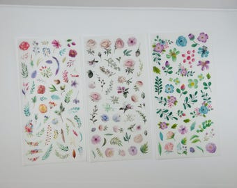 Bloemenstickers: semi-transparante plakboekversieringen