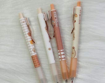 4pcs Cute Cartoon Bear Mechanical Gel Ink Pens - Perfect Gift for School & Office Writing Supplies