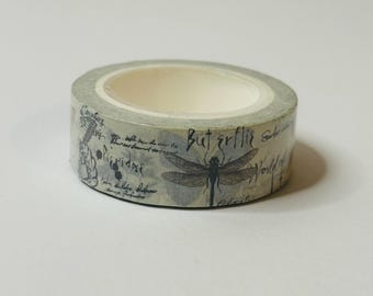 Botanical Insects Washi Tape: Vintage Butterfly Dragonfly Floral
