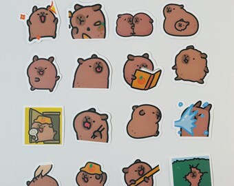 50 Stück Capybaras Aufkleber Cartoon niedliche Abziehbilder Spielzeug Schreibwaren Gitarre Telefon Fahrrad Laptop Gepäck Auto Graffiti Kinder Aufkleber