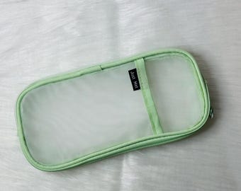 Transparent Mesh Pencil Case - Zipper Pouch- Pen case- Pencil Pouch- Pen Pouch- College School Office- Medium Capacity