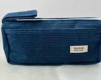 Federmäppchen aus Cord mit großem Fassungsvermögen