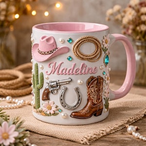 Personalized Cowgirl Coffee Mug, Custom Western Decor